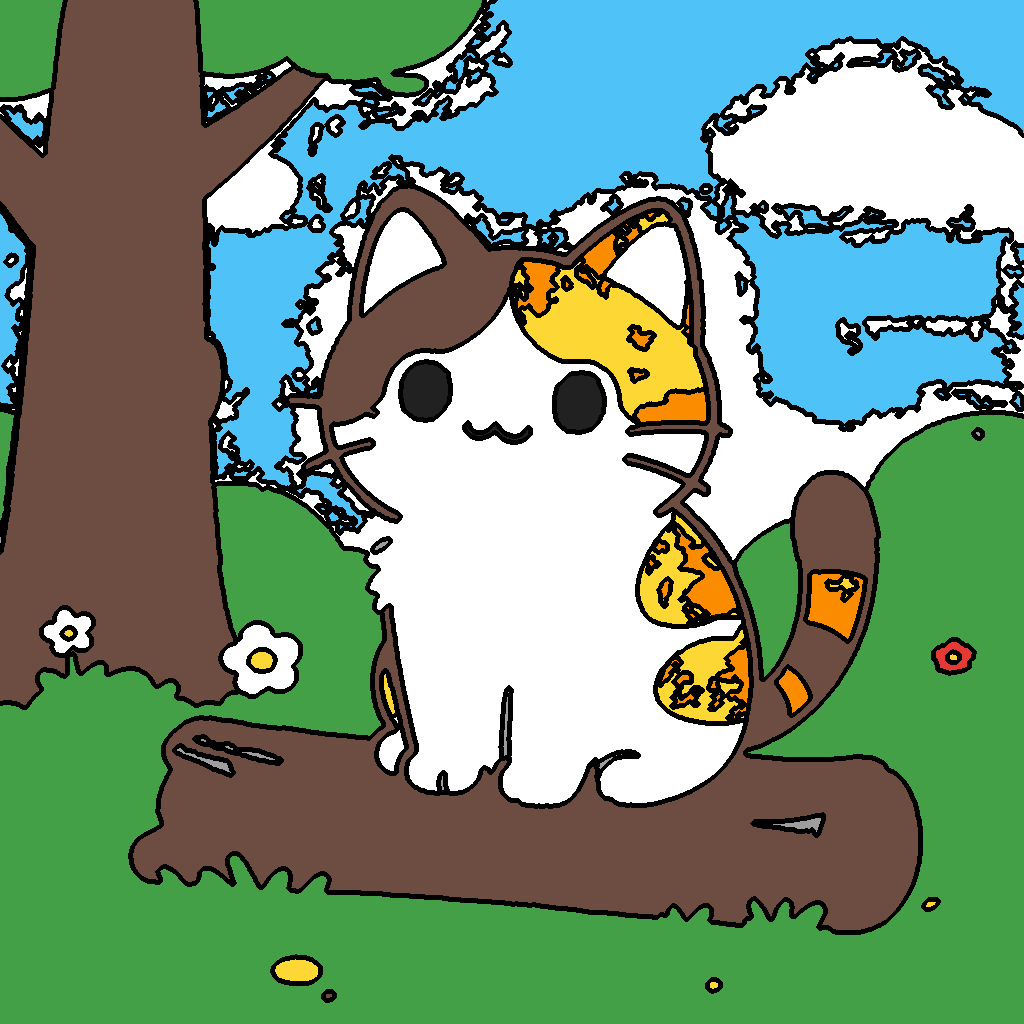 Kat op Boomstronk Kleurplaat afbeelding 3