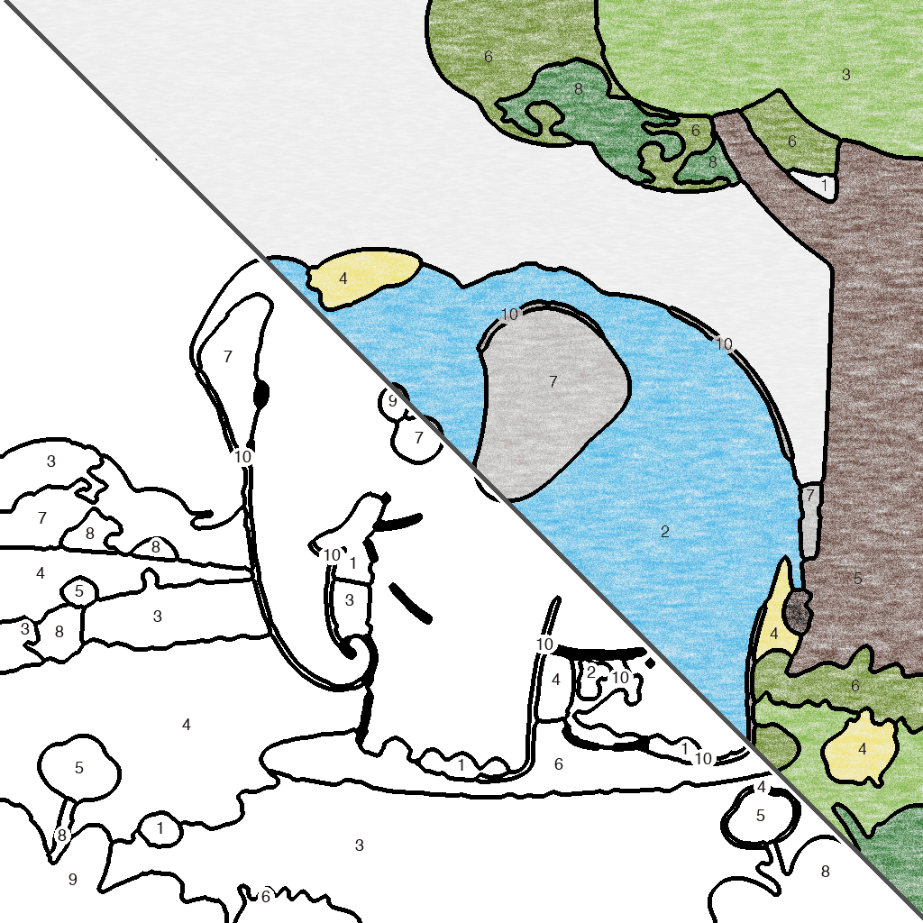 Elefant in de Bloemenvelden kleurplaat