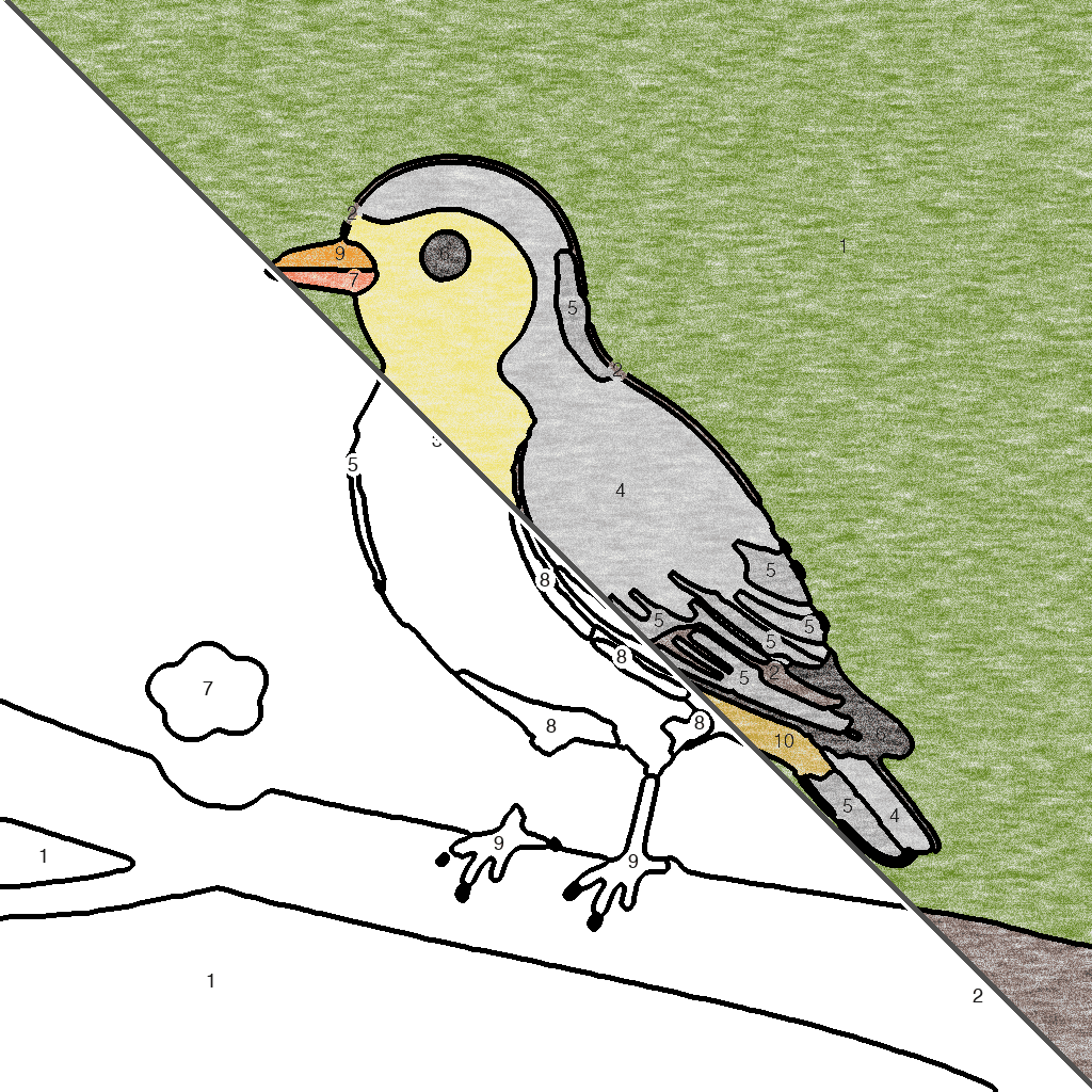 Vogel met Zilveren Vleugel kleurplaat